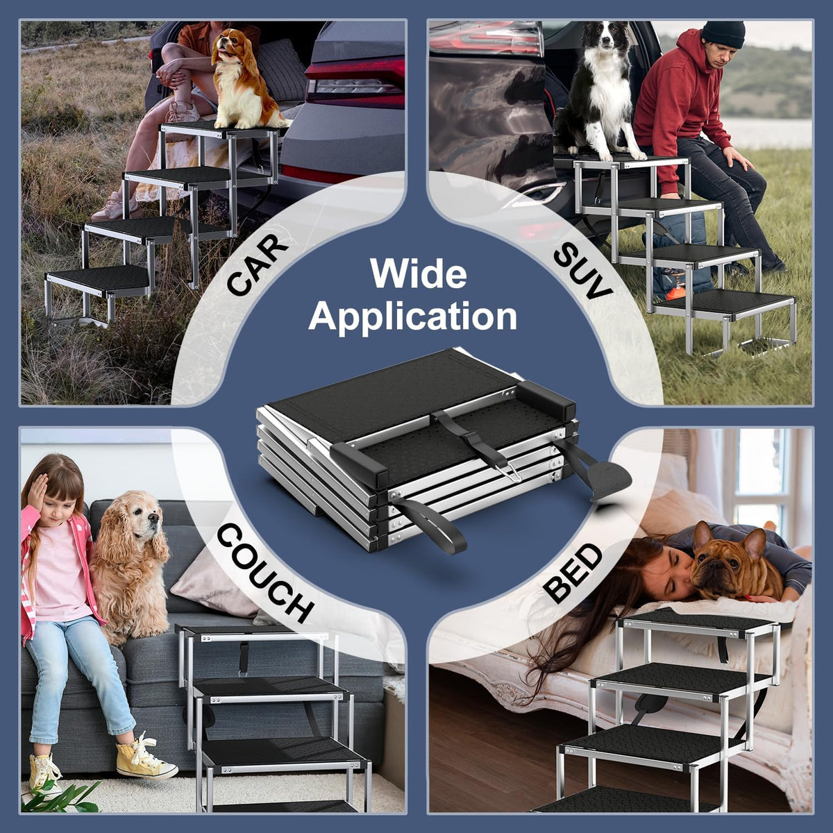 # Extra-Wide Foldable Dog Ramp & Stairs for Cars, SUVs & Trucks