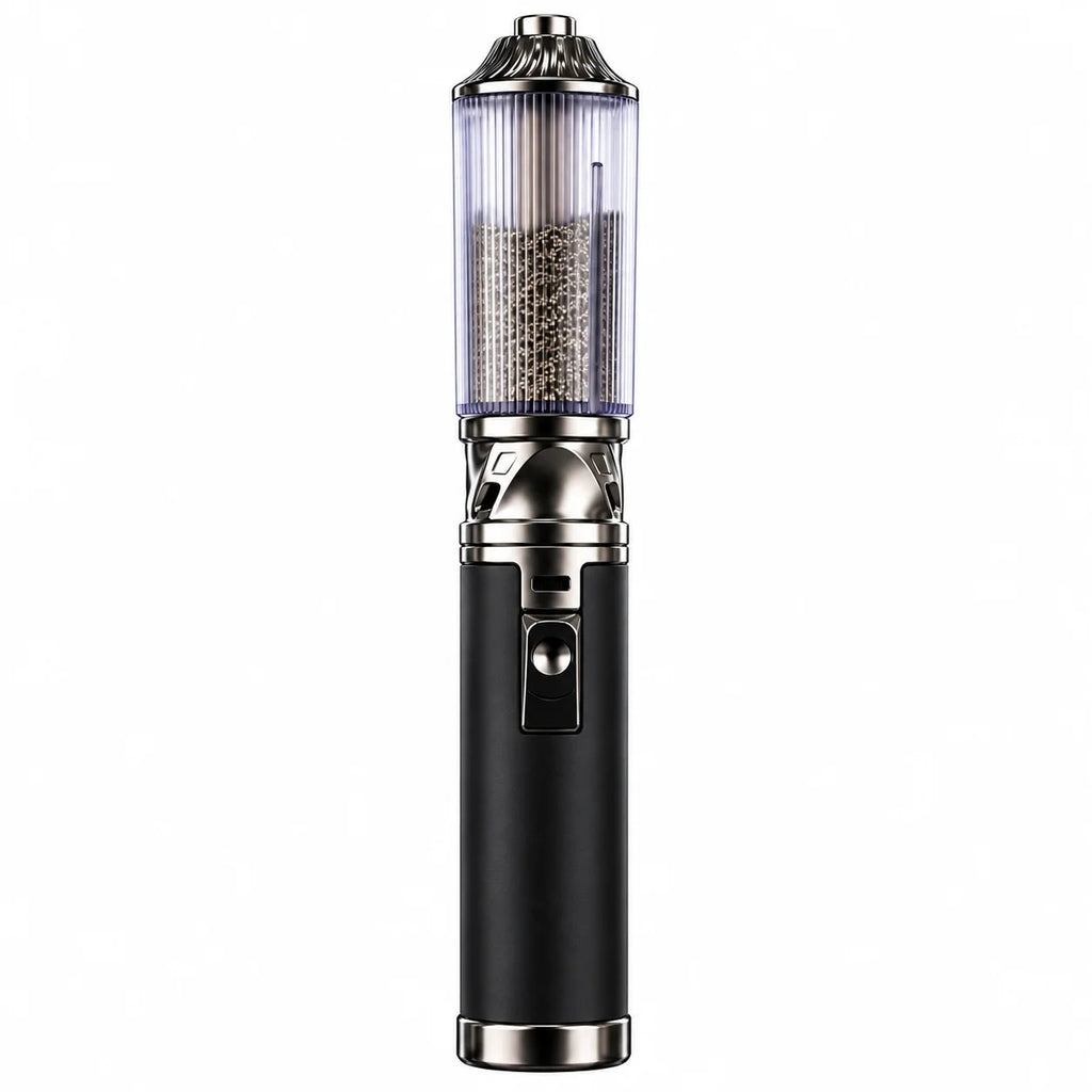Black refillable spark wand on a white background