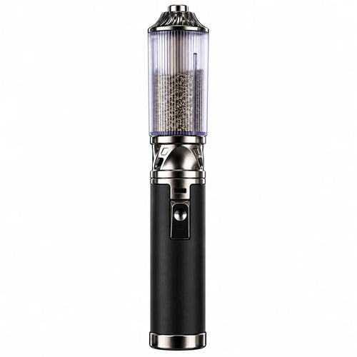 Black refillable spark wand on a white background