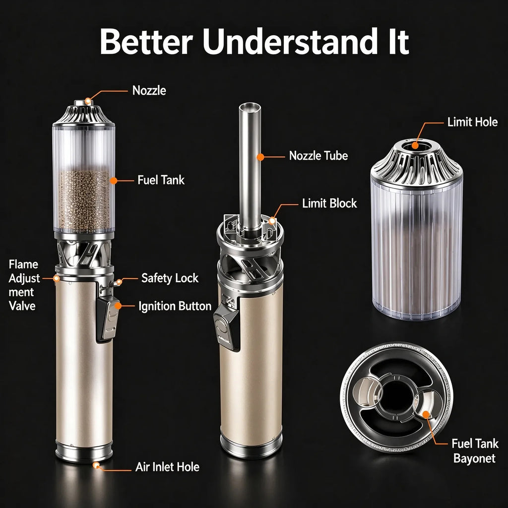 Refillable Butane Spark Wand with Safety Lock, 5 Colors